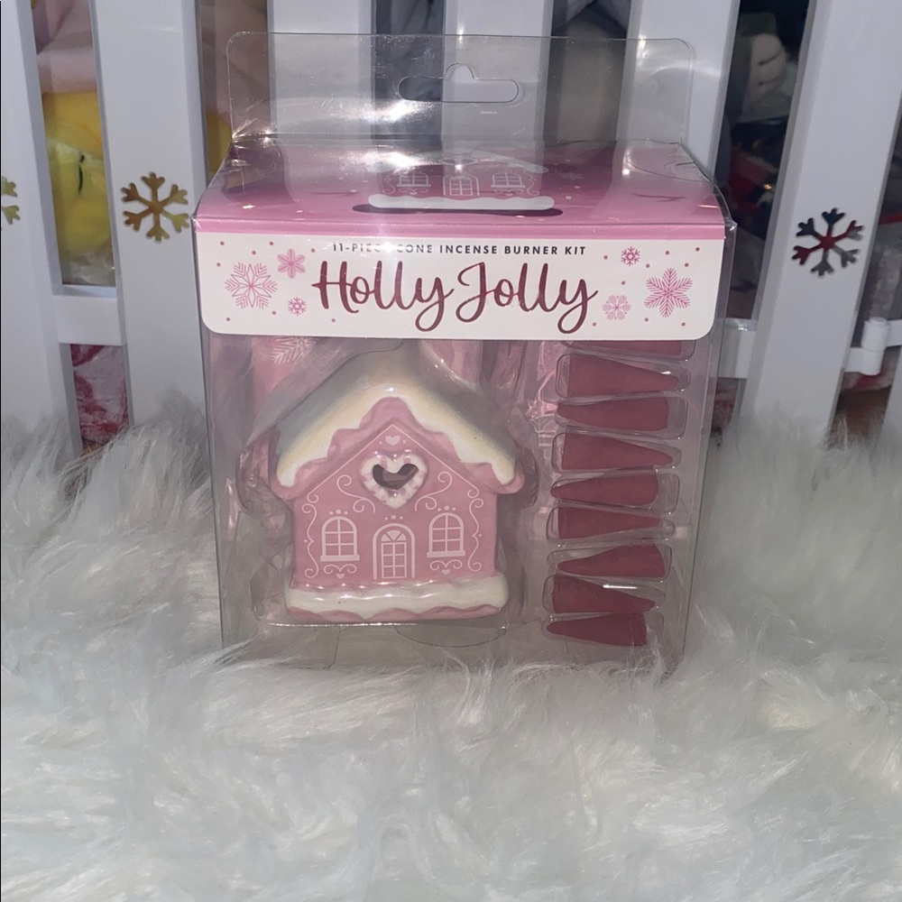 Pink Gingerbread House Limited Edition Cone Ceramic Incense Burner- 11 Piece